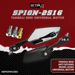 [SEVEN] Spion Model KOSO Tangkai Besi CNC Hitam Kaca Bening Universal Motor