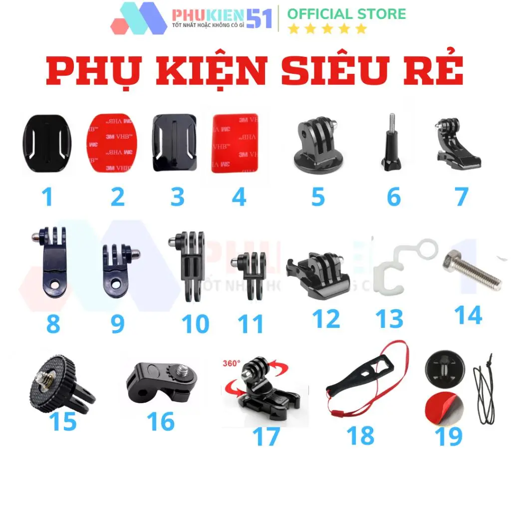 Bộ phụ kiện Actioncam tổng hợp - Gopro, insta360, osmo action