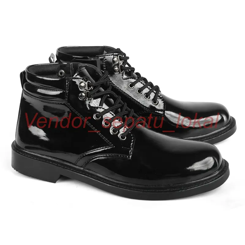 Sepatu Dinas Harian Pria Tni Polri Security , Sepatu Pdh Tali Reslating Kilap dan Tali Mati Hitam Kilap Kerja Boots Shoes 0
