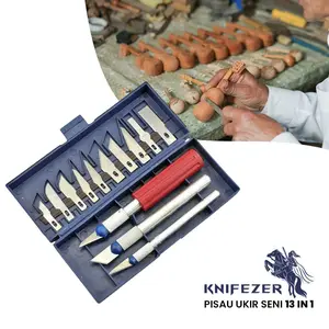 KNIFEZER Set Pisau Ukir Seni 13in1 Crafting Knife 3 Gagang Anti Slip - A-003