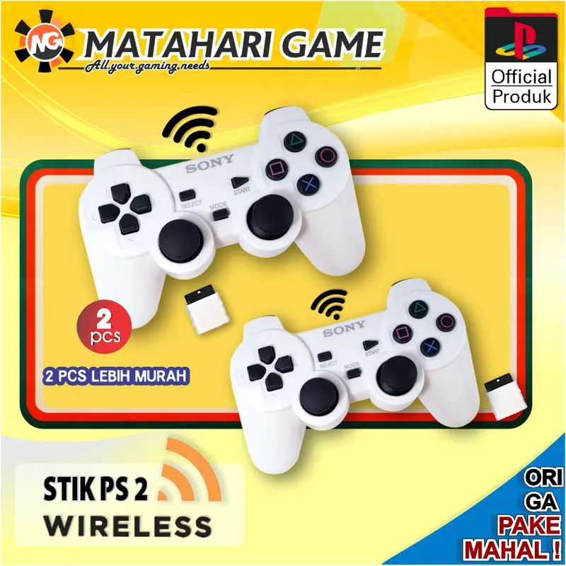【2Pcs Sale】Stick PS2 Wireless Sony Stik Playstation2 Wireless Tanpa Kabel OP Putih 0