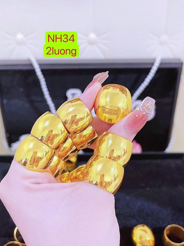 LanTrinh- Nhẫn Lu NH34 kiểu khâu trơn 2Luong màu 24 chất hội cao cấp rất đẹp không phai trắng phụ kiện nam Women Nữ