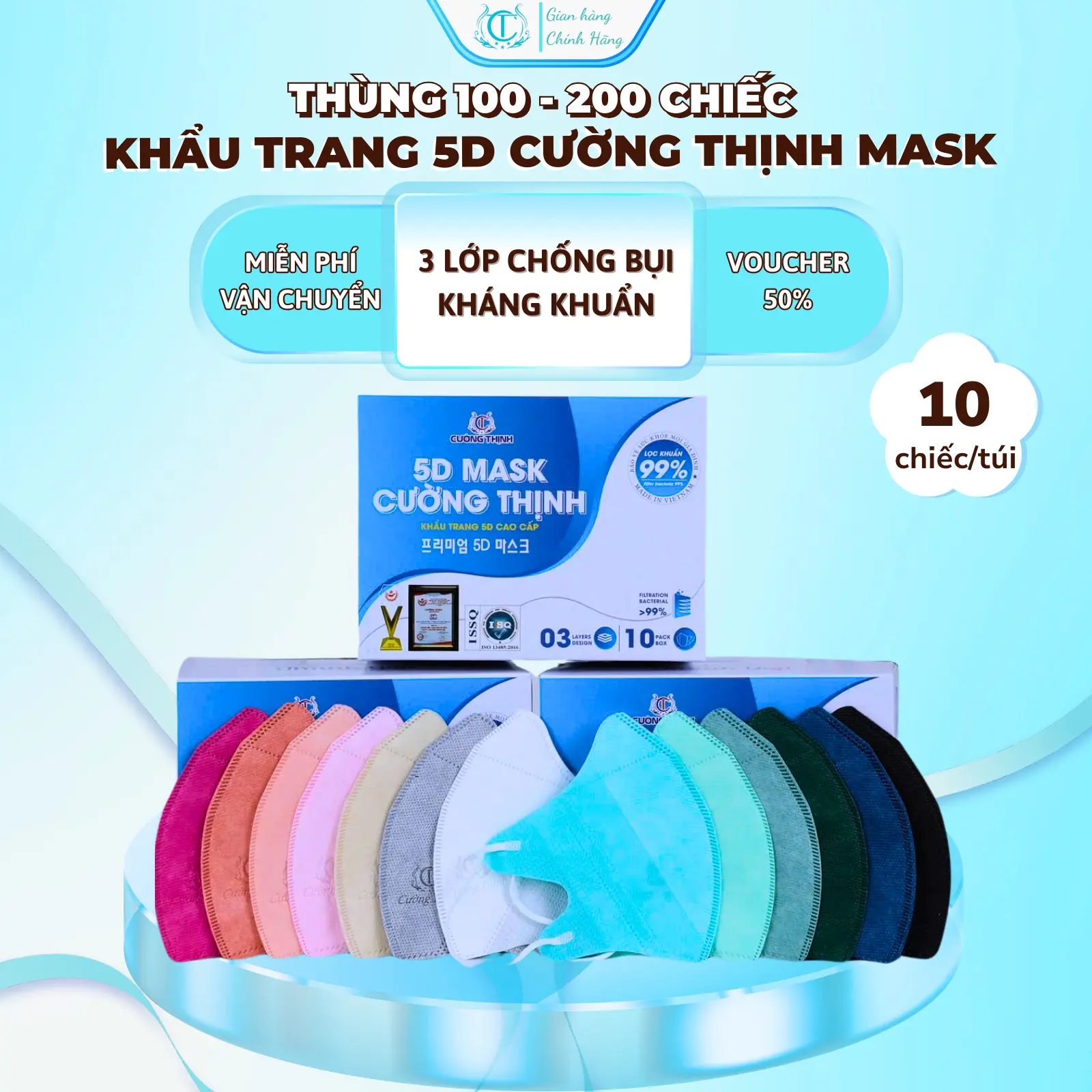 Khẩu Trang 5D Cường Thịnh  Thùng 100 - 200 chiếc  Phụ Kiện