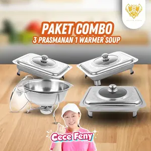 Spesial Cece Feny - Paket Prasmanan Tutup Kombinasi 3 Pcs + Prasmanan Soup 1 Pcs Stainless Steel