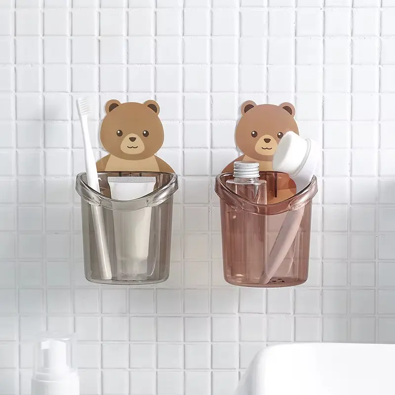 Home Bathroom Accessories Set Toothbrush Holder Toothpaste Storage Rack Wall Mount Toothbrush Cup Rack Toothbrush Stand  Child