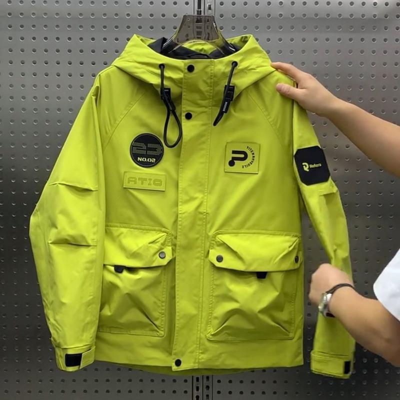 Product Introduction of 2024 Autumn Winter Hooded Casual Versatile New Trendy Brand Work Jacket Men's Patch Thin Jacket Windbreaker Sneaker 19