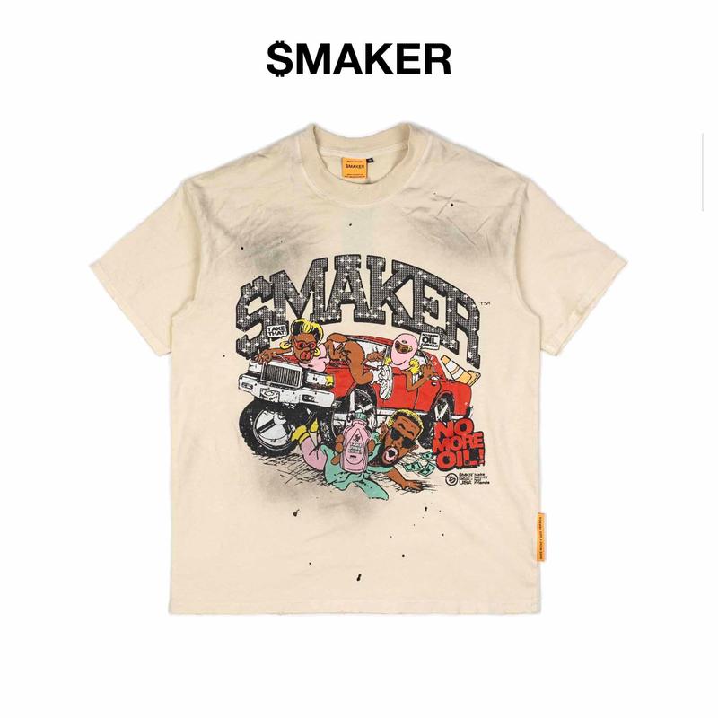   SMAKER  Áo thun 100% cotton màu tan - NO MORE OIL WASHED TEE IN TAN 