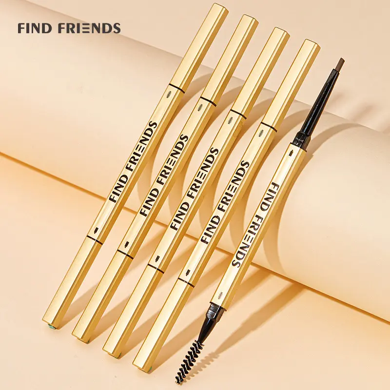 MiBan Double Headed Extremely Small Gold Bar Easy to Color, Waterproof, Sweatproof, Non smudging, Natural Stereoscopic Eyebrow Pen Makeup Cosmetic