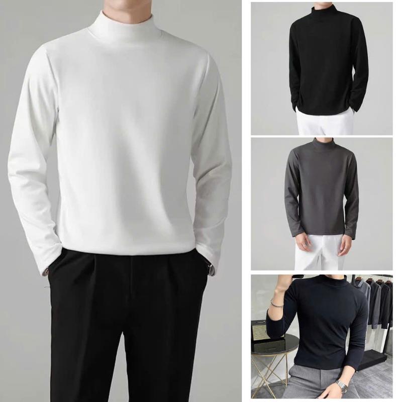 Áo giữ nhiệt nam lót nỉ nhung dài tay cao cấp cổ cao 3 phân, chất nỉ cotton thu đông giữ ấm co giãn 4 chiều vận động thoải mái