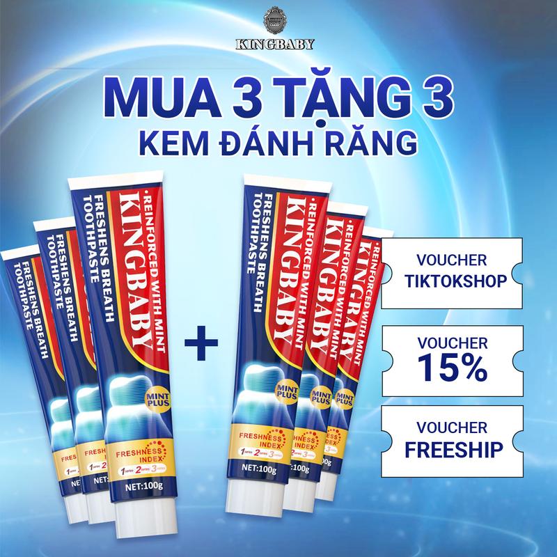 MUA 3 TẶNG 3 Kem Đánh Răng KINGBABY Bạc Hà Đào Mật & Hoa Anh Đào Làm Thơm Miệng Và Giảm Mùi Hôi Miệng 100g