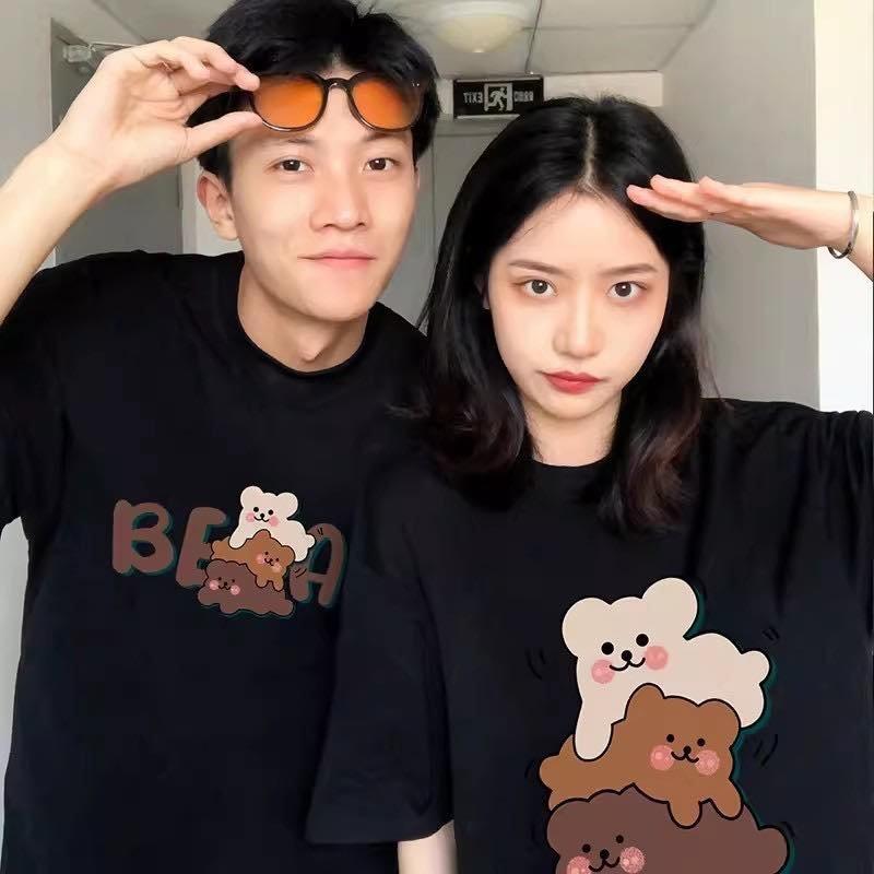 Áo Thun Đôi Nam Nữ Mặc Cùng Người Yêu, Cặp Áo Phông Đôi Chất Liệu Prenium Cotton 100% 3 Chú Gấu Đáng Yêu [A004] Women Voi Croptop set  đồ noel Quần Ngủ Quần Ngủ