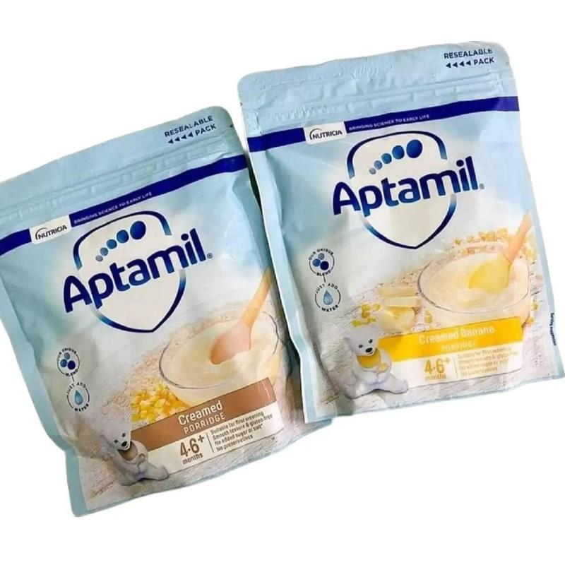 DATE Gạo t3 26 bắp t10 25 chuối t12 25 - Bột ăn dặm Aptamil UK vị Gạo chuối bắp Organic cho bé túi 100g kids & baby