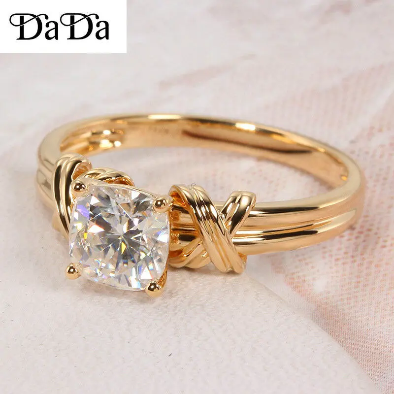 Original COP 916 22k Gold Plating Ring Zircon Pattern Spot Diamond Engagement Wedding Jewelry