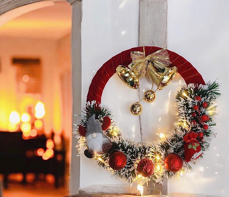  Vòng Nguyệt Quế 2025 kt 40cm - Vòng Trang Trí Noel 