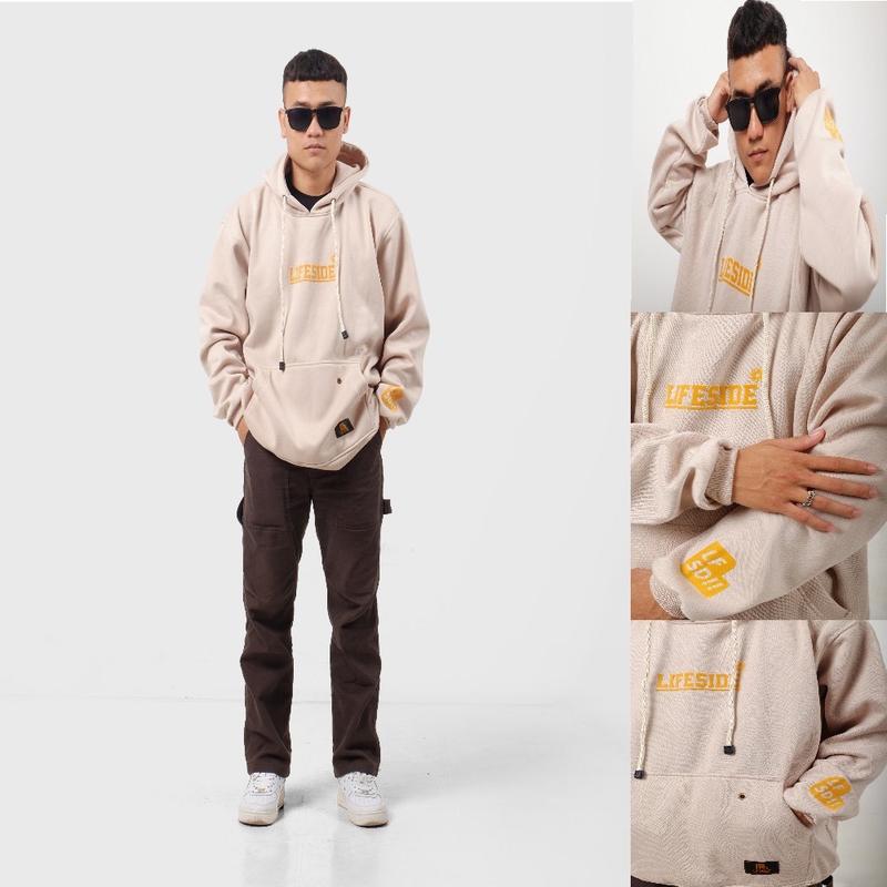 LIFESIDE- Hoodie Jumper Everyday Pria Wanita L XL XXL Beige 2