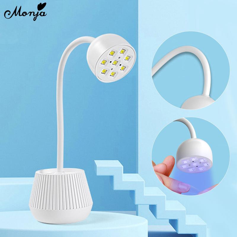  Monja-Máy Sấy Móng Tay Để Bàn 24W 8LED Đèn Bàn Có Thể Uốn Cong 360 ° Đèn Hoa Sen LED UV Đầu Móng Tay Giả Máy Làm Móng Tự Làm Nhanh Khô Chà Gót Chân 
