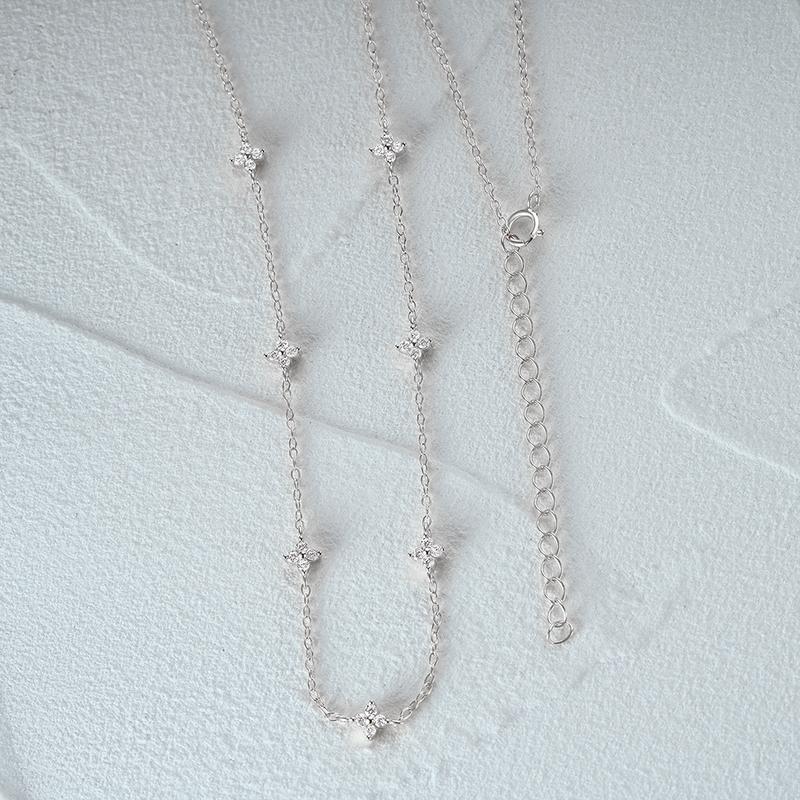 Product Introduction of AIDE 925 Sterling Silver Stacking Choker Chain Women Dainty Flower Zircon Necklace Geometry Korean Clavicle Neck Jewelry Gifts 10