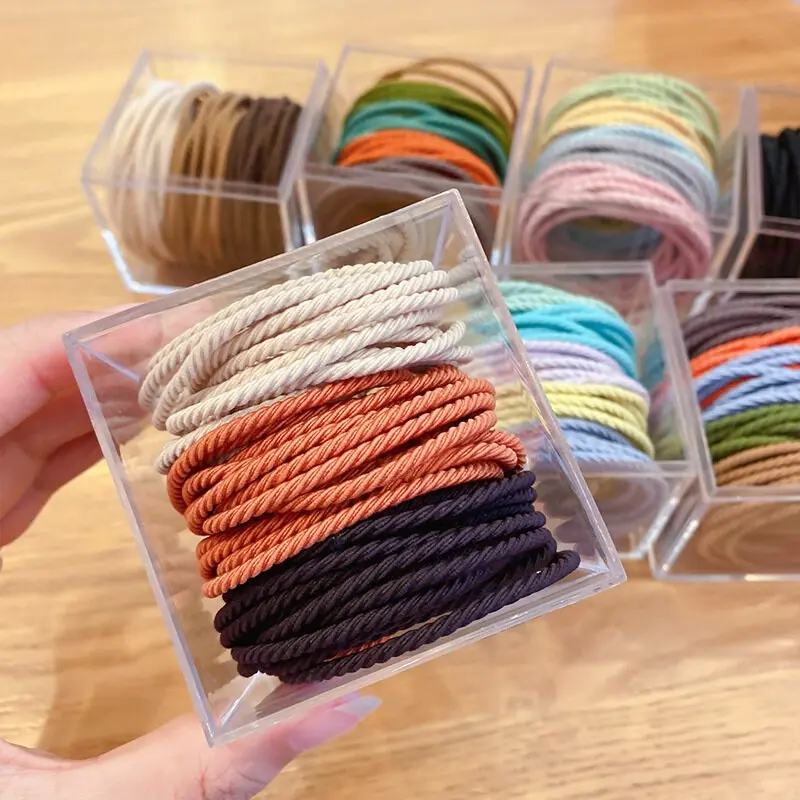 Scrunchies Phong Cách Hàn Quốc, 50 Chiếc / bộ, Thời Trang, Dây Cao Su Đóng Hộp, Dây Buộc Tóc, Phụ Kiện Tóc Nữ 6