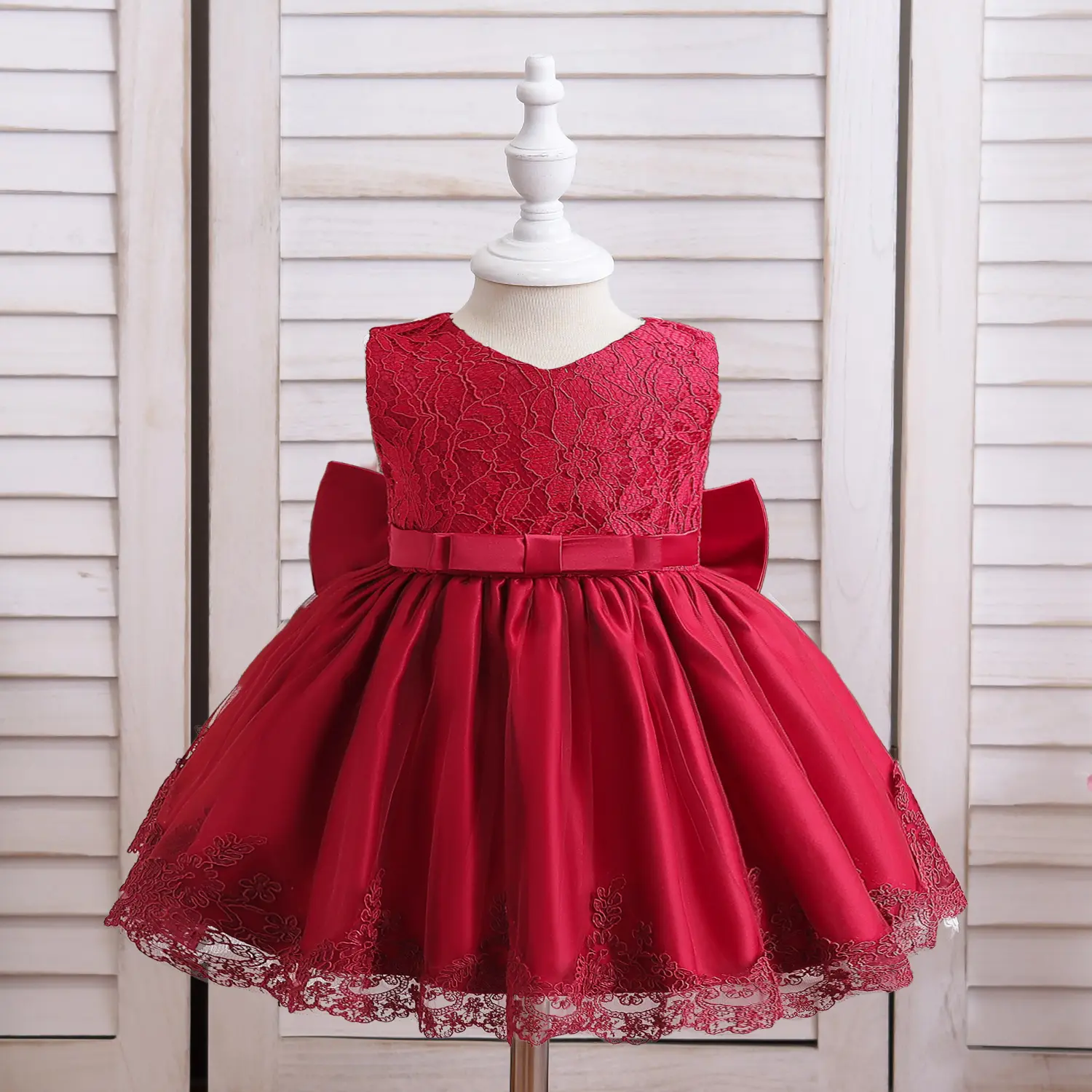 Red Christmas Dress 1-5 Year Old Girl Birthday Party Dress Bow Princess  Dress Embroidered Lace Dress Girl Baptist Dress - TikTok Shop Philippines