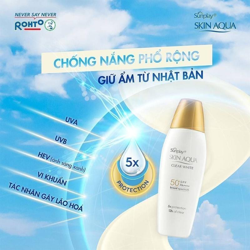 Combo 2 Sữa Chống Nắng Hỗ Trợ Dưỡng Da Trắng Mịn Sunplay Skin Aqua Clear White Spf50+ Pa++++ 55Gr x 2 2