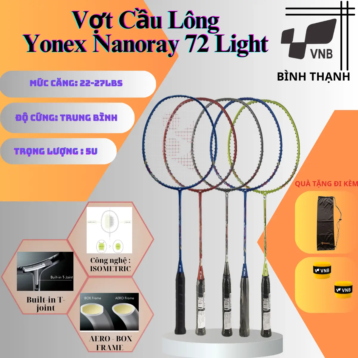 Vợt Cầu Lông Yonex Nanoray 72 Light Chính Hãng - [Tặng 2 quấn cán  +  bao đựng vợt]