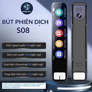 Bút phiên dịch thông minh S08 phiên bản 2025 dịch trực tuyến 134 ngôn ngữ scan văn bản và dịch hình ảnh đàm thoại offline tiếng Việt ghi âm quét dịch hình ảnh