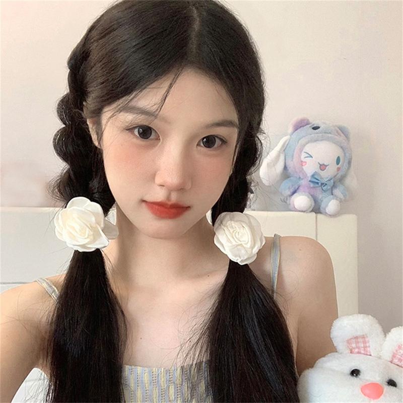 Product Introduction of White Flower Hair Clips Elegant Camellia Hair Pins Barrettes French Hair Accessories for Women 20