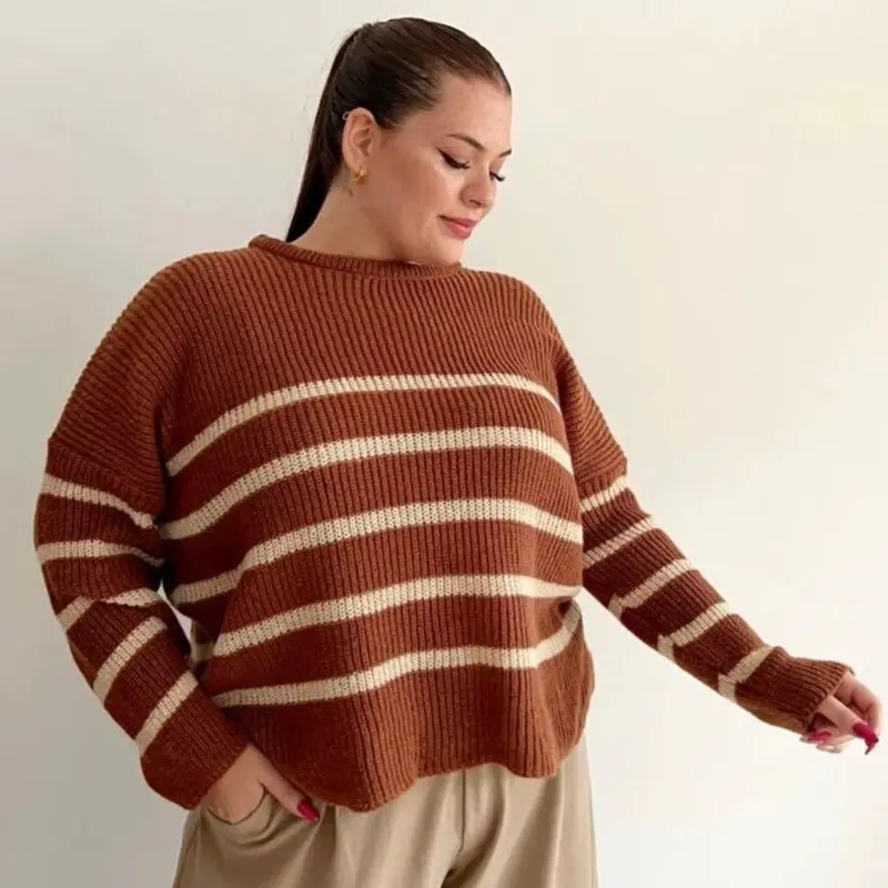 Jemma knite sweater Wanita oversize pakaian rajut Atasan Big size 3