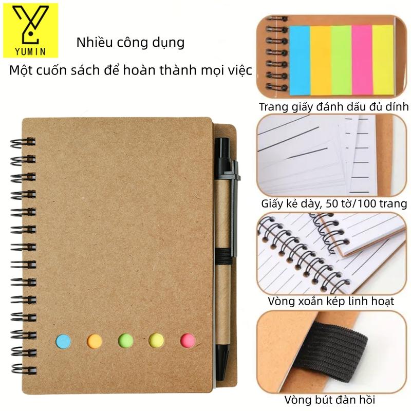  Sổ tay đa năng sổ ghi chú tự dính tùy chỉnh bộ sổ tay nhỏ gọn và nhẹ sổ tay kẻ ô đơn giản và tiện dụng 