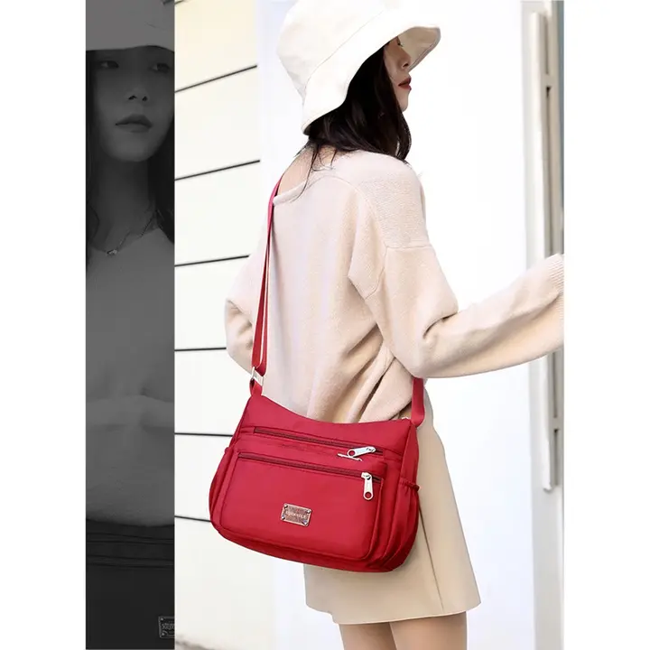 Túi xách đeo chéo vải dù chống thấm nước có 7 ngăn vô cùng tiện lợi, phong cách Hàn Quốc 8