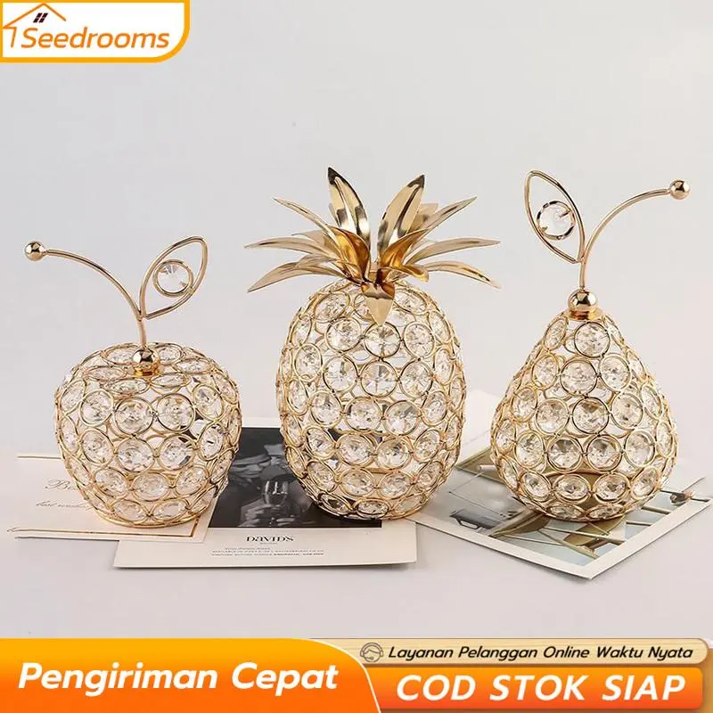 Crystal Nanas Pear Apple Pajangan Mewah Pir Nanas Apel Ornamen Kristal Buah Dekorasi Ruang Tamu Kristal Decoration