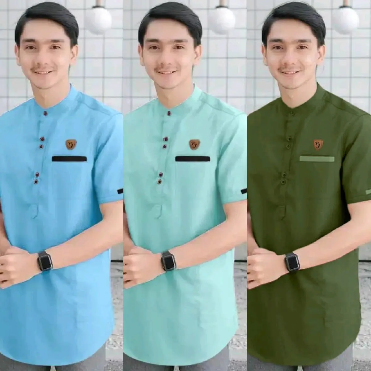 Baju Koko Kurta Lengan Pendek Terbaru Dewasa Kantung Muslim Katun Pria