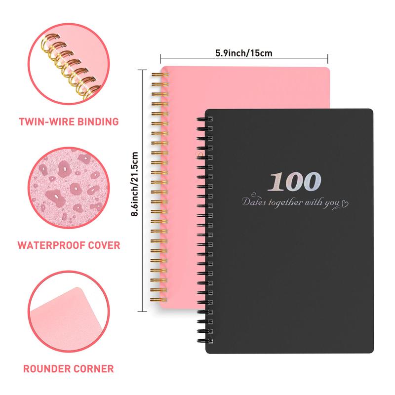 School Supplies Dating Record Notebook, 1 Count Portable Dating Guide Spiral Notebook, Perfect Couple Gift, Unique Gift For Him/Her, Romantic Gifts for Girlfriend/Boyfriend, Holiday Essentials, Valentine's Day Gift 2
