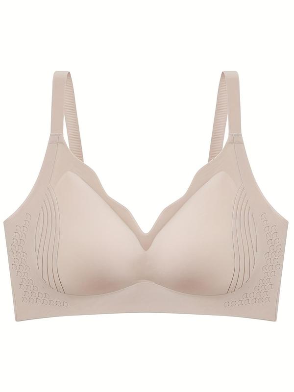 Women's Solid Color Wireless  Bra, High Stretch Soft Breathable Comfortable Seamless Adjustable Strap   Bra, Women's Lingerie for All Seasons 3