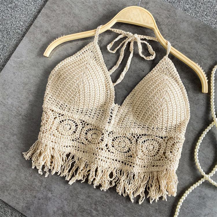 Product Introduction of Áo Tắm, Thiết Kế Khoét Lỗ Cổ Yếm Cổ, Kiểu Vest Nhỏ Có Dây Đeo Bên Trong Đệm Ngực, Kiểu Áo Ống Hở Lưng, Thêu, Áo Ngắn, Dành Cho Nữ, Thích Hợp Cho Mùa Hè Năm 2025 10