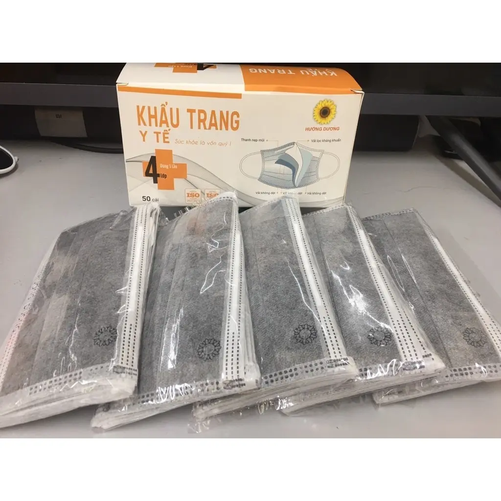 Khẩu Trang Kháng Khuẩn 4 Lớp Hướng Dương Hộp 50 cái