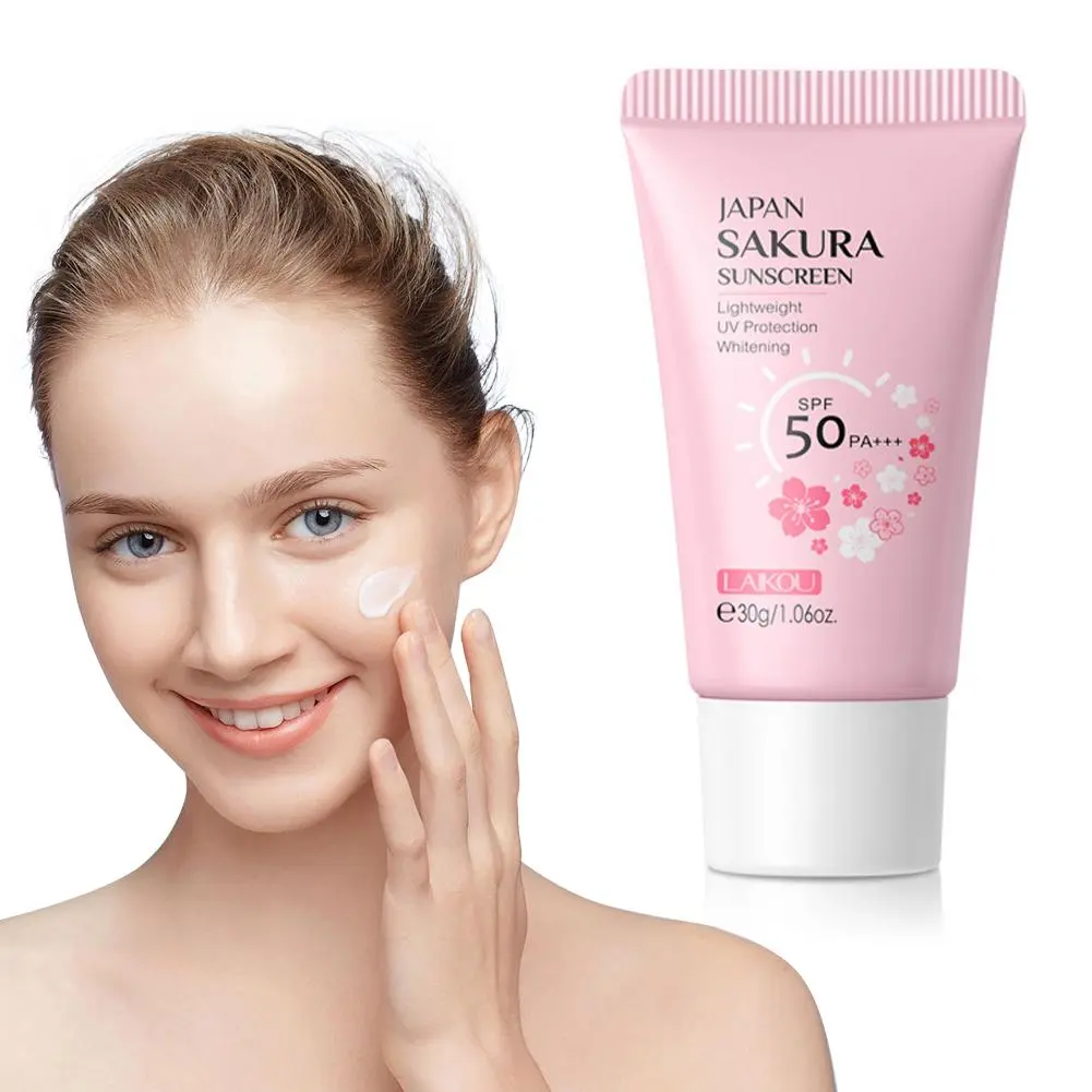LAIKOU Face Body Sakura Sunscreen Cream 30g SPF50+ Concealer Refreshing Moisturizing Waterproof P3Q2