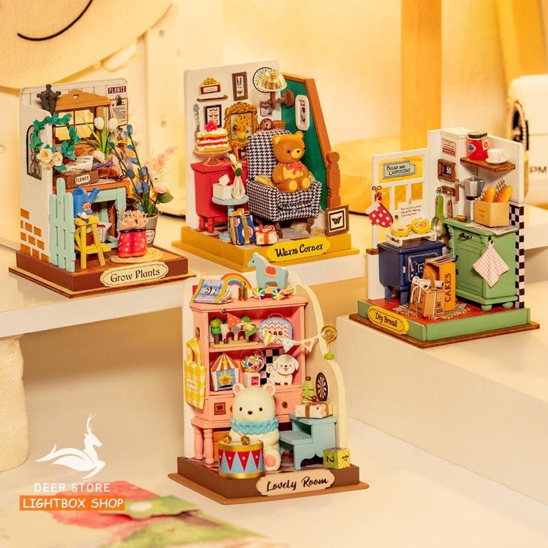 Nhà mô hình Robotime búp bê thu nhỏ tự làm bằng gỗ | Tặng Nhíp và Keo dán. DS028 DS030 Rolife Little Warm Space Series Toy Đồ Chơi Nhà Búp Bê