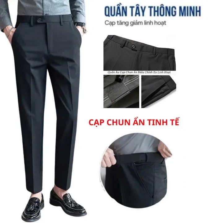 Quần Dài_ Quần Tây Âu C.a.o Cấp Cạp Chun Ẩn Chất Vải Cotton Co Giản 4 Chiều Menswear Pants khoá quan big size cạp điều chỉnh - Sidetab