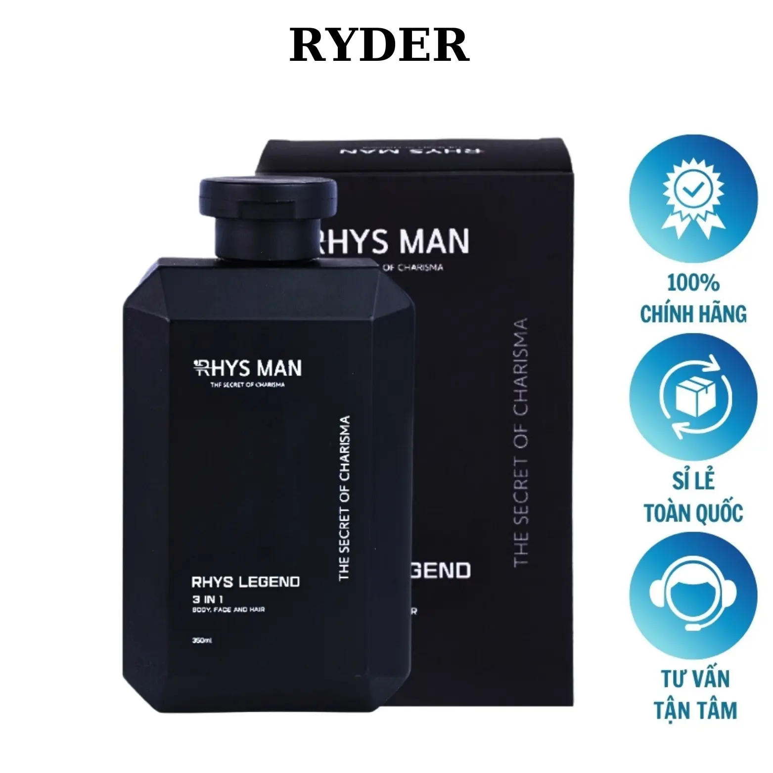 Sữa tắm gội nam Rhysman 3 in 1 hương nước hoa Rhys Legend lôi cuốn nam tính