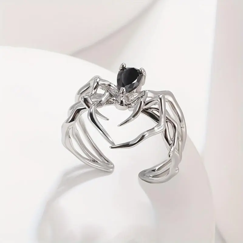 1pc Bohemian Style Spider Cuff Ring, Unisex Alloy Band, Ideal Halloween Accessory