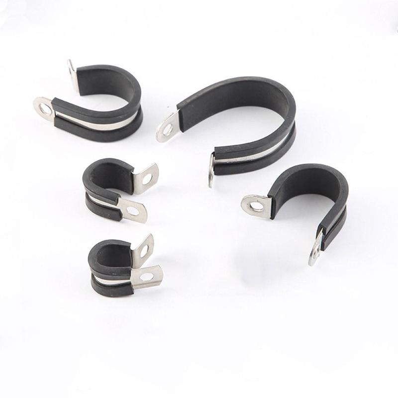 Product Introduction of toolstk Creative Metal Wiring Hose Clamp R-type Durable Pipe Mounting Fix Bracket Useful Rubber Lined Clips Hardware Electrical Fittings 14