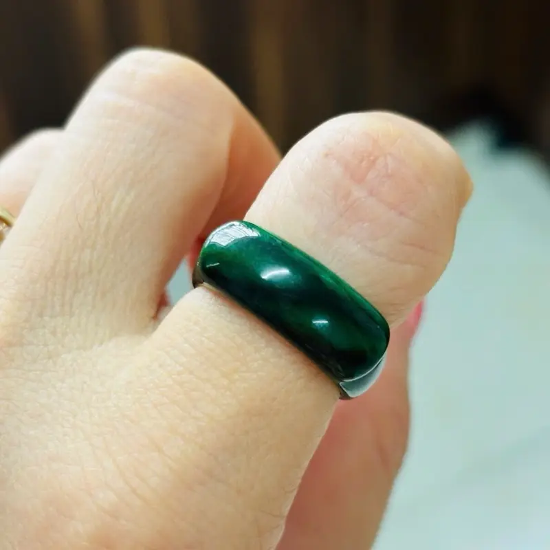 Nhẫn da ma nao màu xanh đậm vân đủ các ni 2