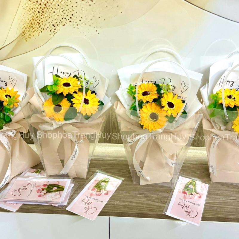 Bó 3 bông hoa sáp hướng dương Decor Decor Phòng Decor Bàn bó  hoa 2