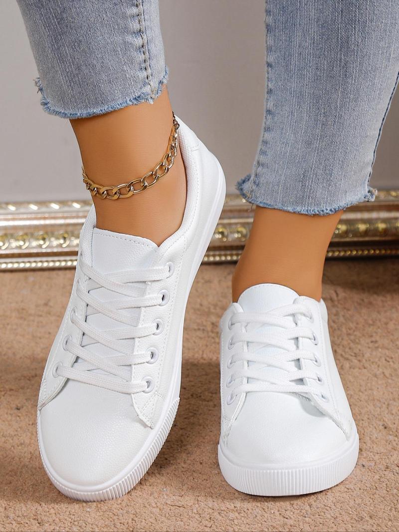 Product Introduction of Women's Fashionable Heart Pattern Lace Up Low Top Sneakers, Casual Comfortable Sports Shoes, Perfect for Students and Outdoor Sports, Girl's Walking Shoes, Footwear, Airport Outfits 2024 11