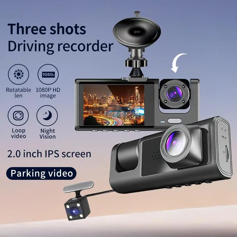 1080P Dash Cam with IR Night Vision, Loop Recording Car DVR Camera with 2 Inch IPS Screen, Wide Angle Dashboard Camera Recorder, Dash Camera, Automotive Driving Recorder, Touchscreen Dash Cam, Dash Camera for Car with Rear Camera Accident, HD Car DVR 5