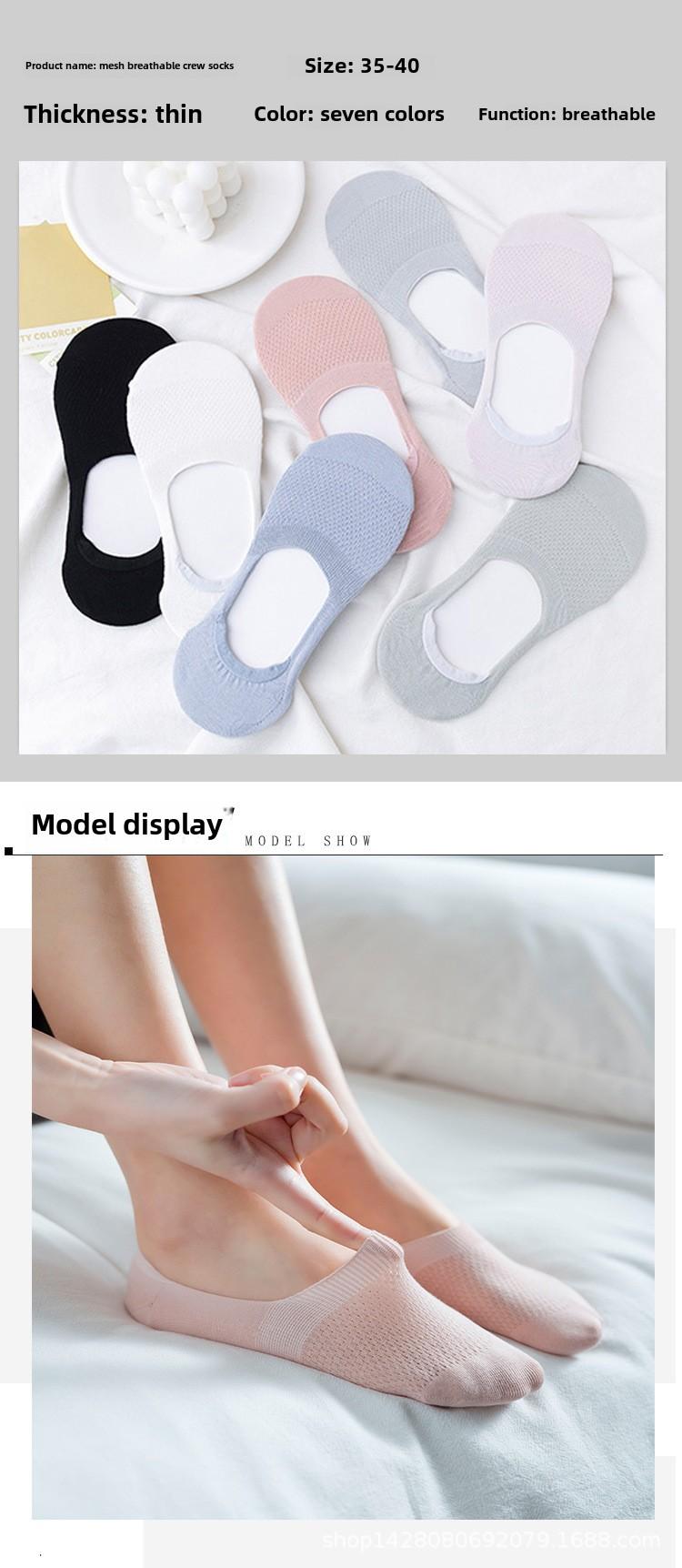 Product Introduction of Wholesale Solid Color No-Show Socks for Women |   Breathable Mesh Invisible Liner Socks |   Non-Slip Lace Boat Socks Perfect for Spring . Summer! 14