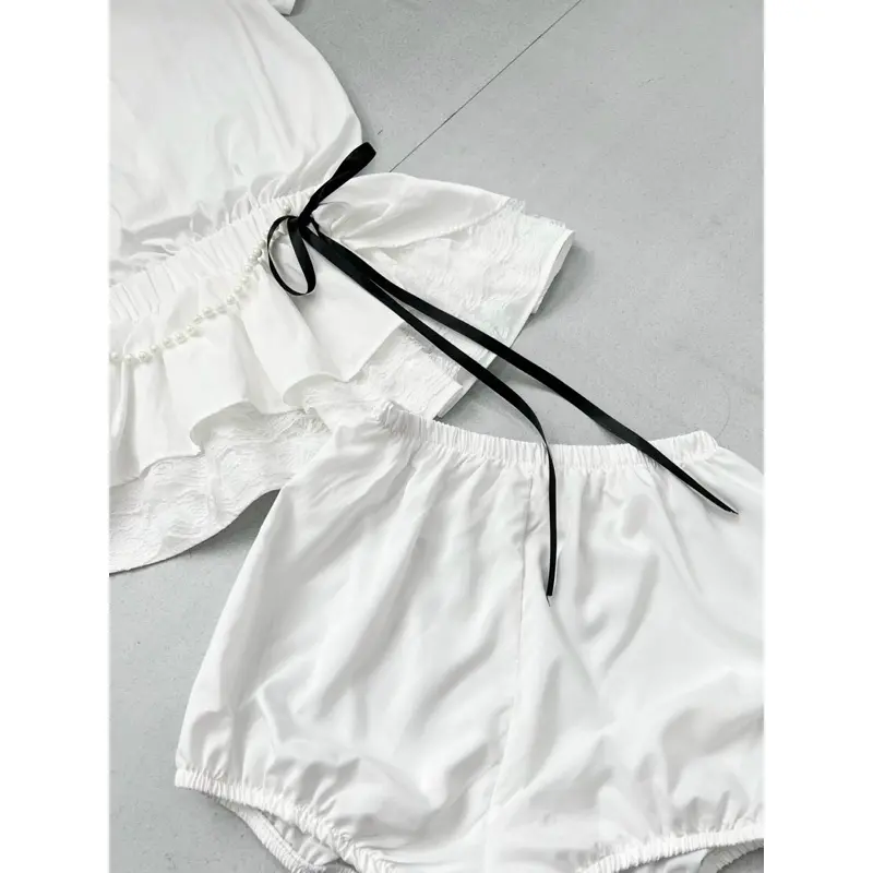 [TẶNG KÈM QUẦN] Set bộ jumpsuit gió su chân váy phối ren kèm dây ngọc sang chảnh HB702 Nữ Áo Women 5