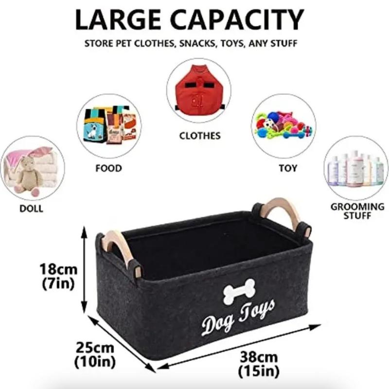 Felt Pet Toy Storage Basket, 1 Count Portable Foldable Pet Toy Storage Box, Multi-purpose Large Capacity Pet Toy Organizer, Home Organizers 4