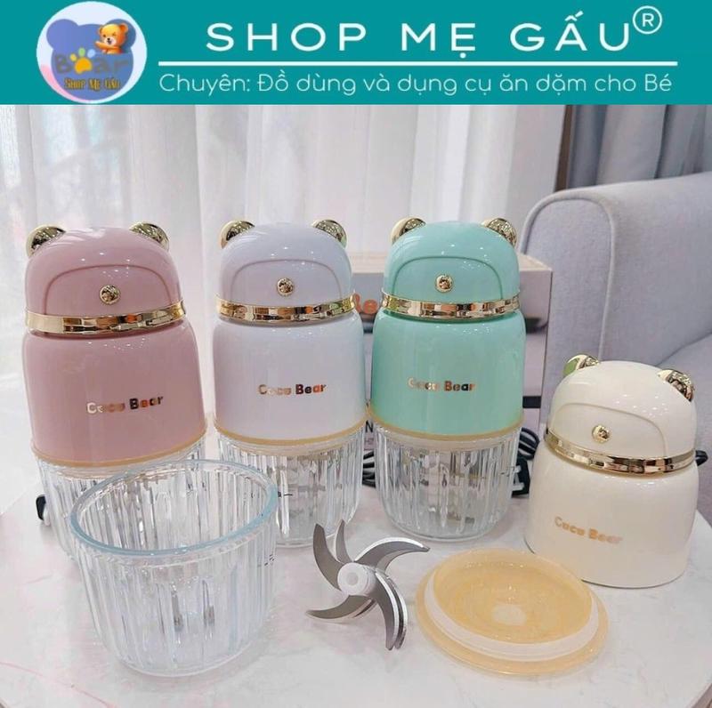Máy Xay COCO BEAR Đa Năng Dung Tích 300ml Cho Bé Ăn Dặm 8 Lưỡi Dao Xay thịt rau củ quả sinh tố... BH 18 THÁNG
